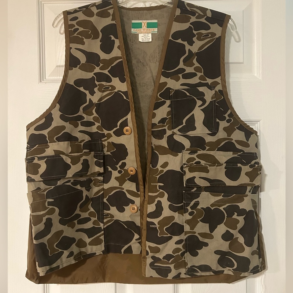 Vintage 90s Game Winner Sportswear Camo Duck Hunting Vest